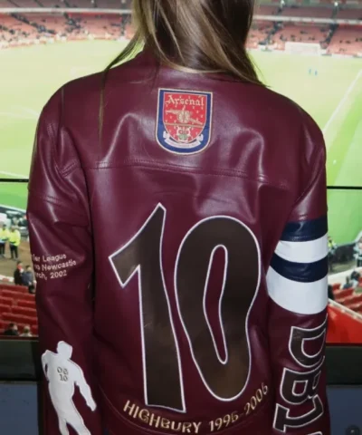 Arsenal Dennis Bergkamp Daughter Maroon Leather Jacket