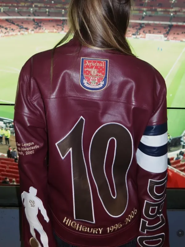 Arsenal Dennis Bergkamp Daughter Maroon Leather Jacket
