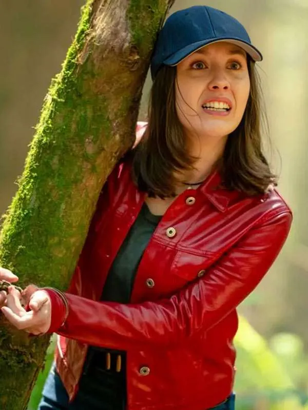 Katherine Evans Murder in a Small Town 2025 Red Leather Jacket