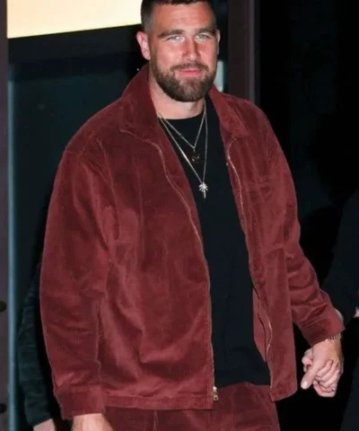 Travis Kelce Second Date Night 2025 Maroon Jacket