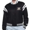 Printed Logo Anaheim Ducks Varsity Satin Jacket Black