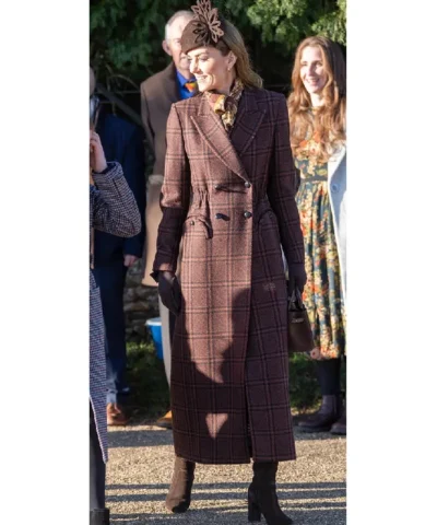 2025 Christmas Morning Service Kate Middleton Plaid Coat