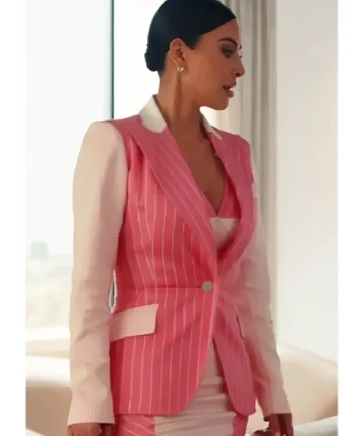2025 Kim Kardashian Pink Pinstripe Blazer