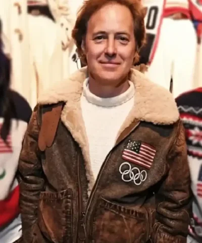 2026 Team USA Brown Leather Flight Jacket