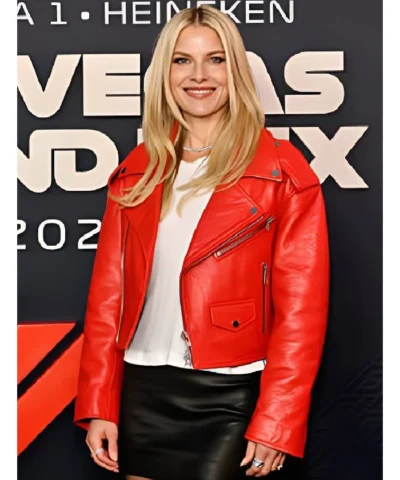 Ali Larter F1 Las Vegas Grand Prix Red Biker Jacket