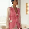 All’s Fair 2025 Kim Kardashian Pink Pinstripe Blazer