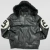 Ball Multiple Colors Bomber Hooded Leather Jacket