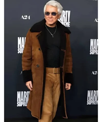 Baz Luhrmann Marty Supreme LA Premiere Brown Coat