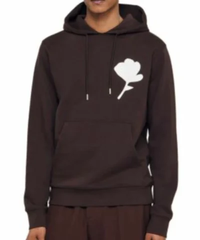 Brown Layered Flower Graphics Hoodie