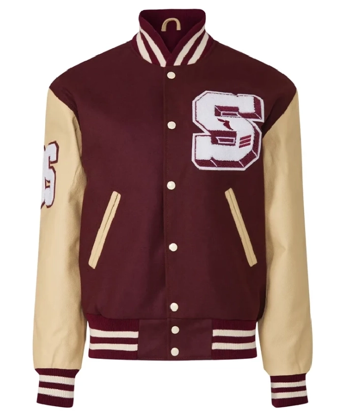Burgundy Letterman Varsity Jacket