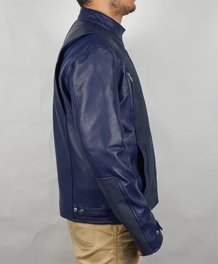 Chris Captain America The Winter Soldier Blue Leather Jacket