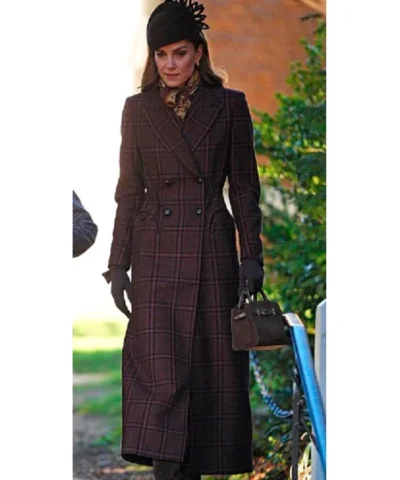 Christmas Morning Service Kate Middleton Plaid Coat