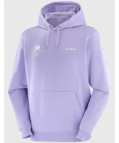 Alternative view of Milano Cortina 2026 Olympics Salomon Graphic Purple Hoodie