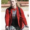 Elle Fanning Margo’s Got Money Troubles Red Fringe Jacket