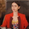 Lily Collins TV-Series Emily In Paris Season 5 Emily Cooper Two-Tone Red Blazer