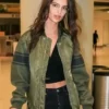 Emily Ratajkowski Green Bomber Jacket