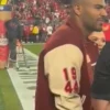 San Francisco 49ers Fred Warner Maroon and Beige Varsity Jacket