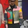 TV Show Good Morning America 2025 Samuel Arnold Colorblock Leather Jacket