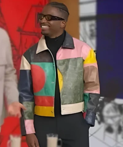 TV Show Good Morning America 2025 Samuel Arnold Colorblock Leather Jacket