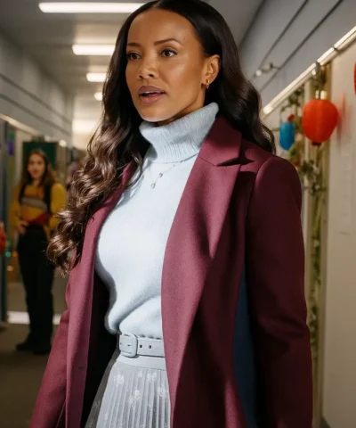 Heather Hemmens The Snow Must Go On Maroon Coat