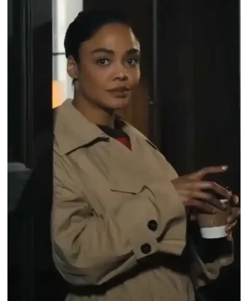 Anna His & Hers Tv Series Tessa Thompson Trench Beige Coat