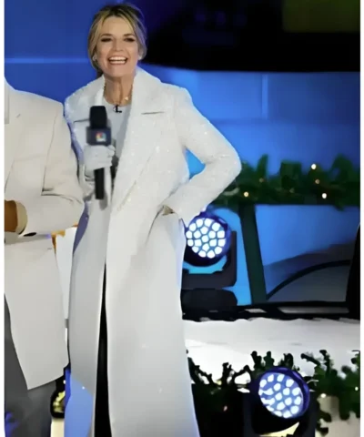 In Rockefeller Center Savannah Guthrie White Long Coat
