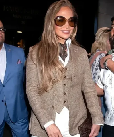 Jennifer Lopez NYC 2025 Brown Blazer