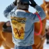 Jake Hollis TV Movie A Wild West Christmas 2025 Joe Scarpellino Horse Printed Denim Jacket