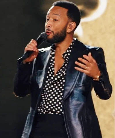 John Legend Words x Music Black Leather Blazer