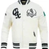 LMB Oaxaca Warriors Cream Satin Varsity Jacket
