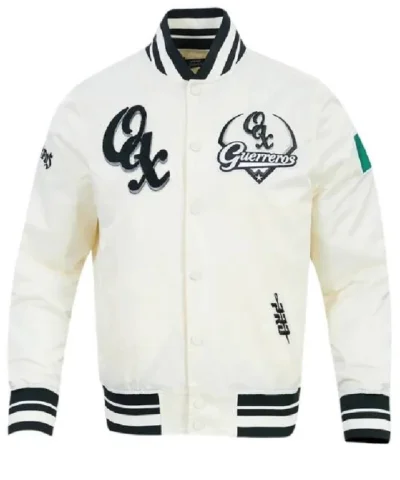 LMB Oaxaca Warriors Cream Satin Varsity Jacket