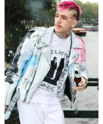 Lil Peep Never Say Die Painted White and Black Jacket