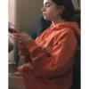 Lily Collins Emily In Paris S05 Orange Slogan Hoodie
