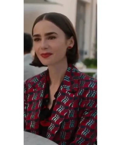 Lily Collins Emily In Paris S05 Printed Blazer