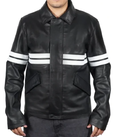 Matt Damon Film Good Will Hunting Will Stripes Real Leather Black Jacket