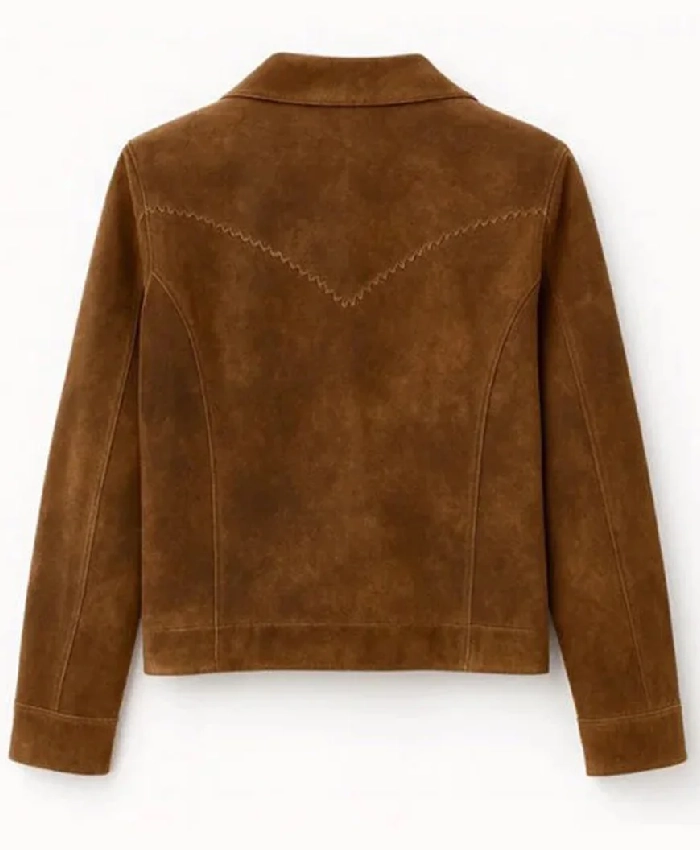 Reba McEntire Happy’s Place S02 Brown Suede Jacket - Image 3