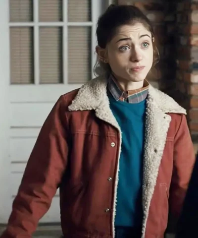 Natalia Dyer Stranger Things Brown Sherpa Jacket