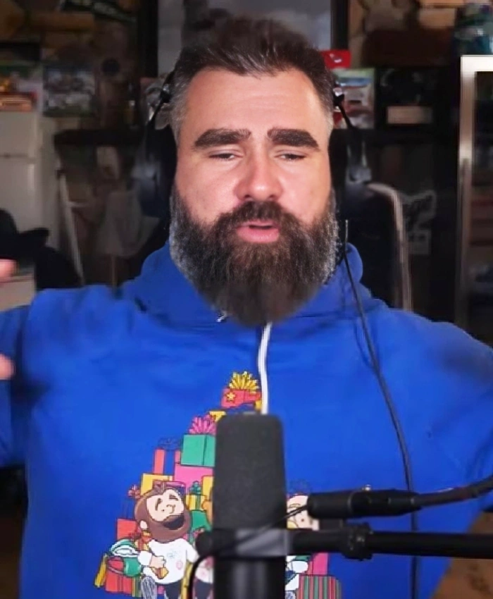 New Heights Jason Kelce Blue Graphic Hoodie