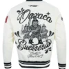 Oaxaca Warriors Cream Satin Varsity Jacket
