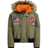 Olympic Milano Cortina 2026 Team USA Green Fur Bomber Jacket
