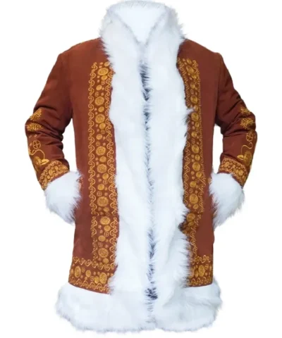 Penny Lane Embroidered Suede Leather Coat