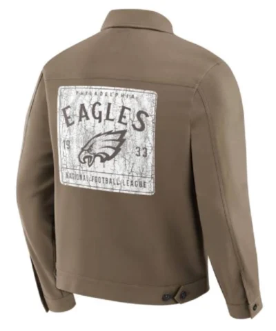 Philadelphia Eagles Trucker Full-Button Brown Jacket
