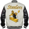 Pittsburgh Steelers Retro Classic Varsity Cream and Black Jacket