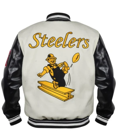 Pittsburgh Steelers Retro Classic Varsity Cream and Black Jacket