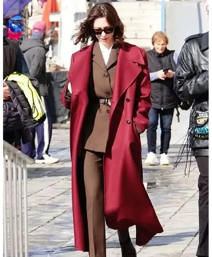 Rebecca Hall The Beauty 2026 Maroon Coat