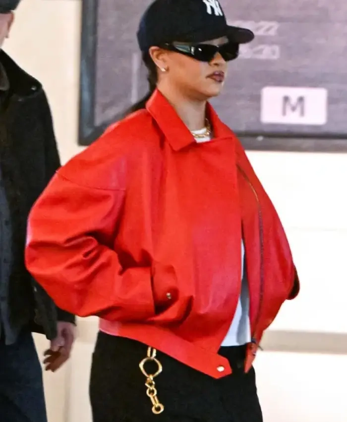 Red Oversized Leather Jacket