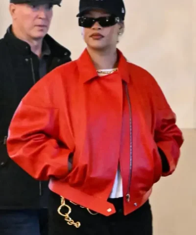 Red Oversized Leather Jacket