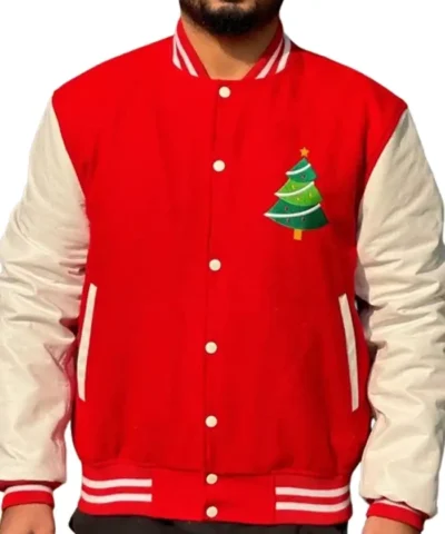 Red and White Christmas Varsity Jacket