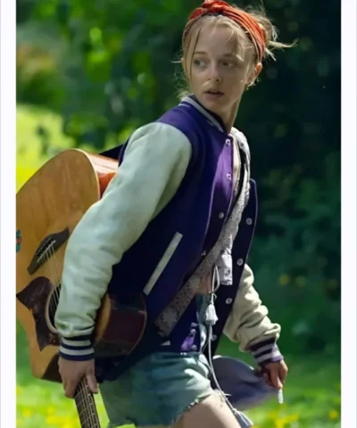 Ellie de Lange Run Away 2026 PurpleWhite Varsity Jacket