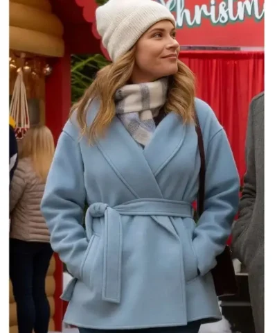 Single on the 25th Lyndsy Fonseca Blue Wool Coat